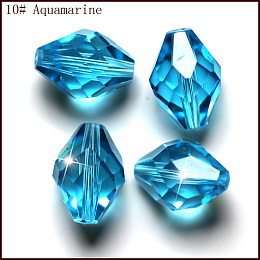 Honeyhandy Imitation Austrian Crystal Beads, Grade AAA, Faceted, Bicone, Deep Sky Blue, 10x13mm, Hole: 0.9~1mm