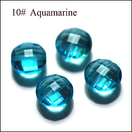 Honeyhandy Imitation Austrian Crystal Beads, Grade AAA, Faceted, Flat Round, Deep Sky Blue, 12x6.5mm, Hole: 0.9~1mm