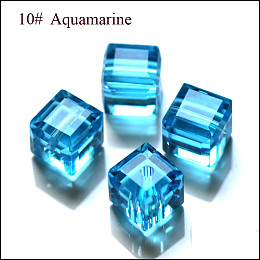 Honeyhandy Imitation Austrian Crystal Beads, Grade AAA, Faceted, Cube, Deep Sky Blue, 8x8x8mm(size within the error range of 0.5~1mm), Hole: 0.9~1.6mm