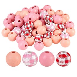 Honeyhandy Painted Natural Wood Beads, Round, Mixed Color, 140pcs/bag