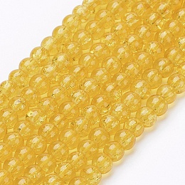 Arricraft Crackle Glass Beads Strands, Round, Gold, 4mm, Hole: 1.1~1.3mm, 31.4 inches