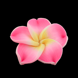 Honeyhandy Handmade Polymer Clay 3D Flower Plumeria Beads, Hot Pink, 15x8mm, Hole: 2mm