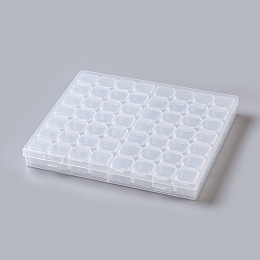 Honeyhandy Plastic Bead Containers, Removable, 56 Compartments, Rectangle, Clear, 21.2x18.4x2.7cm, Compartments: 2.2x2.4cm, 56 Compartments/box