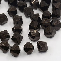 Honeyhandy Faceted Bicone Transparent Acrylic Beads, Dyed, Black, 8mm, Hole: 1mm