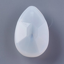 Honeyhandy Pendant Silicone Molds, Resin Casting Molds, For UV Resin, Epoxy Resin Jewelry Making, teardrop, Faceted, White, 54x34x10mm, 54x34x10mm, Hole: 5mm, Inner Size: 49x29mm