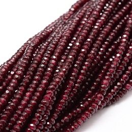 Honeyhandy Dyed Natural Malaysia Jade Rondelle Beads Strands, Faceted, FireBrick, 4x2~3mm, Hole: 1mm, about 115pcs/strand, 14 inch