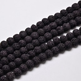 Honeyhandy Natural Lava Rock Round Bead Strands, Dyed, Black, 8mm, Hole: 1mm, about 50pcs/strand, 15.7 inch