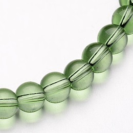 Honeyhandy Glass Round Bead Strands, Light Green, 8mm, Hole: 1mm, about 40pcs/strand, 11 inch