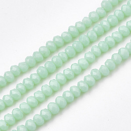 Arricraft Opaque Solid Color Glass Beads Strands, Faceted, Rondelle, Pale Turquoise, 3x2mm, Hole: 0.5mm, about 180pcs/strand, 16.9 inches