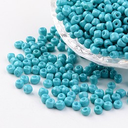 ARRICRAFT 6/0 Baking Paint Glass Seed Beads, Dark Turquoise, 4~5x3~4mm, Hole: 1~2mm, about 427pcs/50g