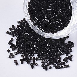 Honeyhandy 11/0 Grade A Glass Seed Beads, Cylinder, Uniform Seed Bead Size, Baking Paint, Black, about 1.5x1mm, Hole: 0.5mm, about 2000pcs/10g