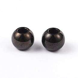 Honeyhandy Round 304 Stainless Steel Beads, Electrophoresis Black, 8x7mm, Hole: 3mm