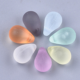 Honeyhandy Transparent Acrylic Charms, Frosted, Teardrop, Mixed Color, 13x8x8.5mm, Hole: 1.5mm