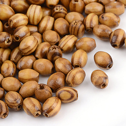 Honeyhandy Natural Wood Beads, Dyed, Oval, Saddle Brown, 8.5x6.5mm, Hole: 2mm, about 400pcs/50g