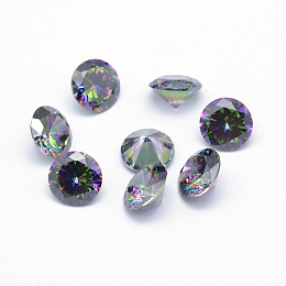 ARRICRAFT Cubic Zirconia Pointed Back Cabochons, Grade A, Faceted, Diamond, Colorful, 5x3mm