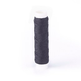 Honeyhandy Round Waxed Polyester Twisted Cord, Micro Macrame Cord, for Leather Projects, Bookbinding, Black, 0.65mm, about 21.87 yards(20m)/roll