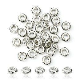 Honeyhandy Tibetan Style Alloy Spacer Beads, Cadmium Free & Lead Free, Donut, Antique Silver, 7.5x3mm, Hole: 3mm