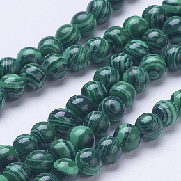 ARRICRAFT Synthetic Malachite Beads Strands, Round, 6mm, Hole: 1mm, about 67pcs/strand, 15 inches