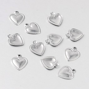 Honeyhandy Heart 316 Surgical Stainless Steel Filigree Charms, Stainless Steel Color, 10x8x1mm, Hole: 1mm