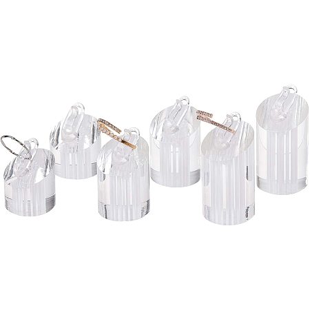Jewelry Finger Rings Holders Organic Glass Ring Display Stand Sets, Column, Clear, 25x30~50mm; 3pcs/set