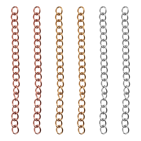 Unicraftale Vacuum Plating 304 Stainless Steel Chain Extenders, Golden & Rose Gold & Stainless Steel Color, 45x3mm, 3 colors, 20strands/color, 60strands
