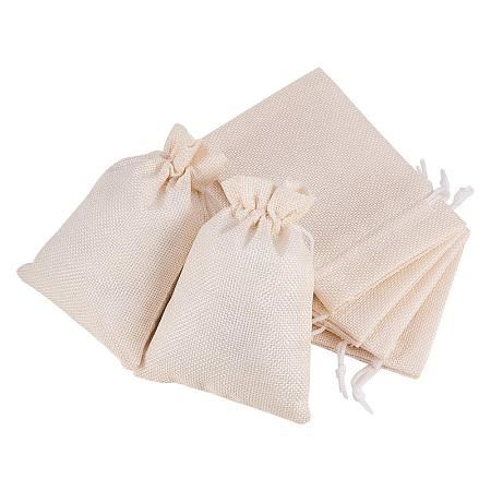 BENECREAT 25PCS Burlap Bags with Drawstring Gift Bags Jewelry Pouch for Wedding Party Treat and DIY Craft - 5.5 x 3.9 Inch, Cream