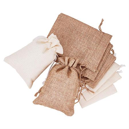 BENECREAT 24PCS Burlap Bags with Drawstring Gift Bags Jewelry Pouch for Wedding Party Treat and DIY Craft - 5.5 x 3.9 Inch, Linen and Cream