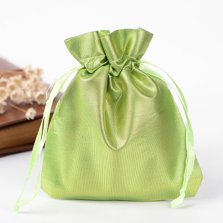 NBEADS 10 Pcs 4.7x3.5 Inch GreenYellow Satin Drawstring Bags Wedding Party Favors Jewelry Pouches Candy Gift Bags