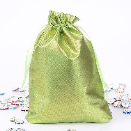 NBEADS 5 Pcs 6.9x5.1 Inch GreenYellow Satin Drawstring Bags Wedding Party Favors Jewelry Pouches Candy Gift Bags