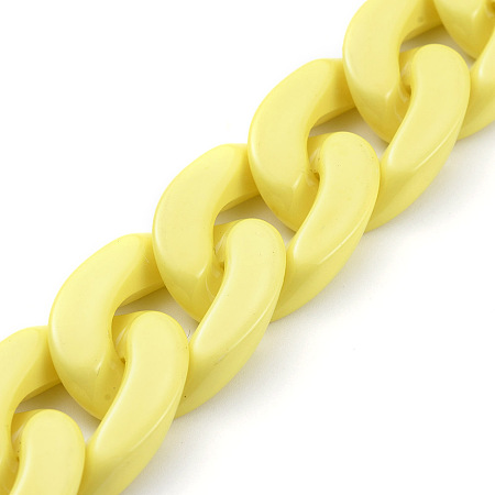 Honeyhandy Handmade Opaque Acrylic Curb Chains, Twisted Chain, Oval, for Jewelry Making, Yellow, Link: 30x21x6mm, 39.37 inch(1m)/strand