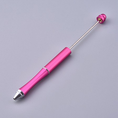 Honeyhandy Plastic Beadable Pens, Shaft Black Ink Ballpoint Pen, for DIY Pen Decoration, Deep Pink, 157x10mm, The Middle Pole: 2mm