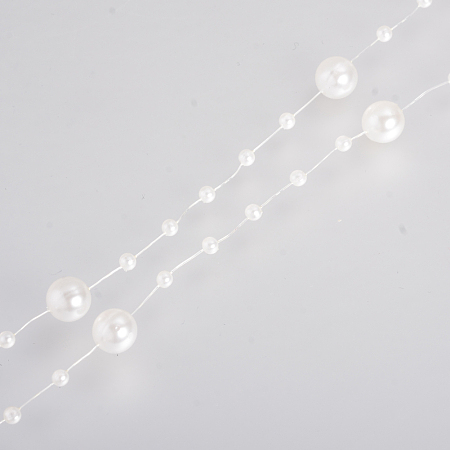 Acrylic Imitation Pearl Beaded Trim Garland Strand, Great for Door Curtain, Wedding Decoration DIY Material, Creamy White, 3mm & 8mm; about 60m/roll