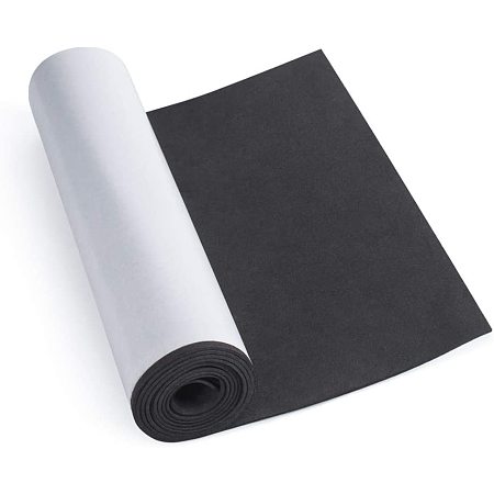 BENECREAT 78x12.5 Inches Black Adhesive Rubber Foam Roll Foam Sheet with Adhesive Back for Crafts Home Office Party Decorations DIY Crafts, 2mm Thick