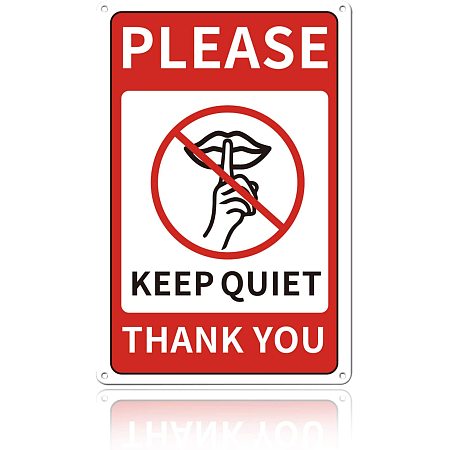 GLOBLELAND Please Keep Quiet Sign 8x12 inches 35 Mil Aluminum Quiet Please Metal Sign for Office Home Bedroom School Salon or Commerical Use, UV Protected and Waterproof