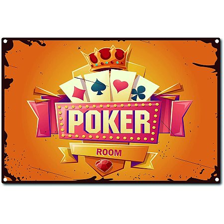 CREATCABIN Poker Signs and Plaques Tin Sign Vintage Metal Wall Decor Decoration Art Mural Hanging Iron Painting for Home Garden Bar Pub Kitchen Living Room Office Garage Poster Plaque 8 x 12inch