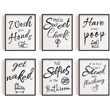 ARRICRAFT Home Decor Painting Canvas Wall Art Bathroom Flourish Sign Canvas Hanging Painting Canvas Art 7.9x9.8inch Canvas Printing Artwork Wall Decoration Painting for Bedroom Living Room 6pcs/Set