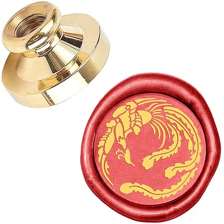 Pandahall Elite Wax Seal Stamp, 25mm Phoenix Retro Brass Head Sealing Stamps, Removable Sealing Stamp for Wedding Envelopes Letter Card Invitations Bottle Decoration