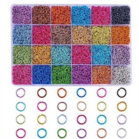 10320Pcs 24 Colors Aluminum Wire Open Jump Rings, Mixed Color, 20 Gauge, 6x0.8mm, 430pcs/colors