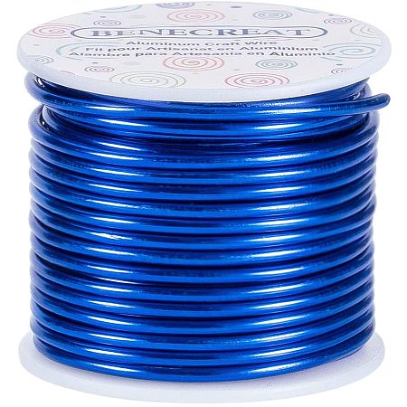 BENECREAT 9 Gauge 55FT Tarnish Resistant Jewelry Craft Wire Bendable Aluminum Sculpting Metal Wire for Jewelry Craft Beading Work - Blue, 3mm