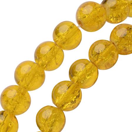 NBEADS 20 Strands(About 100pcs/strand) 8mm Gold Spray Painted Crackle Glass Beads Round Split Tiny Loose Beads for Bracelet Jewelry Making