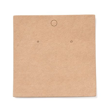 Honeyhandy Blank Kraft Paper Earring Display Cards, Square, BurlyWood, 8x8x0.05cm, Hole: 1.5mm