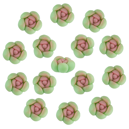 CHGCRAFT 15Pcs Succulent Polymer Clay Charms Cabochons Cute Polymer Clay Cabochons Flatback Charms for Craft Jewelry Making Scrapbooking Phone Case Home Decor, Light Green 22x22.5x14mm