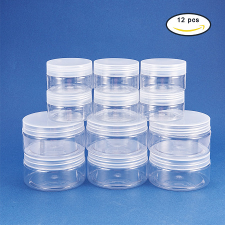 BENECREAT 12 Pack 4/9oz Slime Storage Favor Jars Clear empty wide-mouth plastic  containers with clear lids for DIY slime making 