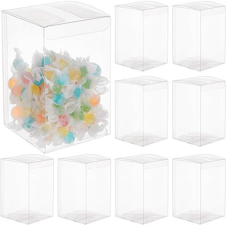 BENECREAT 15Pcs Rectangle Clear Gift Boxes, Transparent Plastic PVC Box Gift Packaging for Wedding, Birthday Party, Bridal Shower, 3.54x3.54x5.55inch