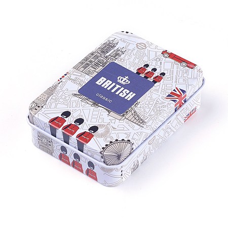 Honeyhandy Mini Cute Tinplate Storage Box, Jewelry Box, Candy Box, Rectangle with Pattern, Colorful, 9.5x6.9x2.6cm