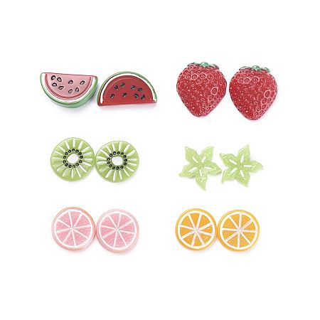 NBEADS Fruit Theme Resin Cabochons, Imitation Food, Mixed Color, 5.4x5.3x2cm; 30pcs/box