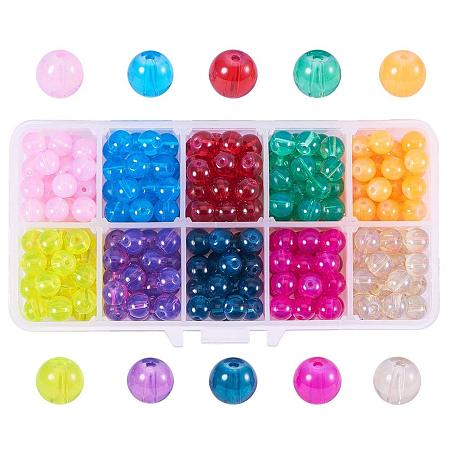 ARRICRAFT 1 Box (about 300 pcs) 10 Color 8mm Round Imitation Opiate Baking Painted Glass Beads Assortment Lot for Jewelry Making