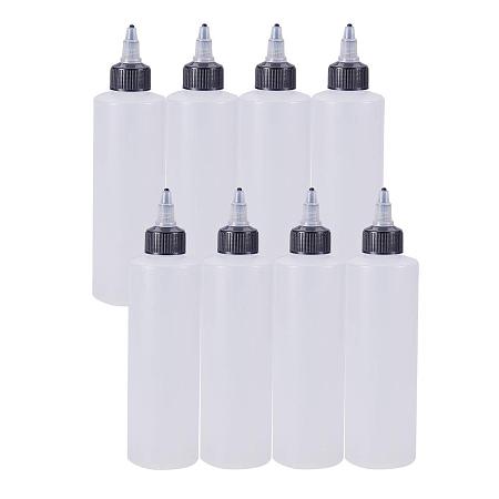 BENECREAT 8Pack 7.8 Ounce Plastic Squeeze Dispensing Bottles with Black Twist Cap, Open/Close Nozzle - Good For Crafts, Art, Glue, Multi Purpose