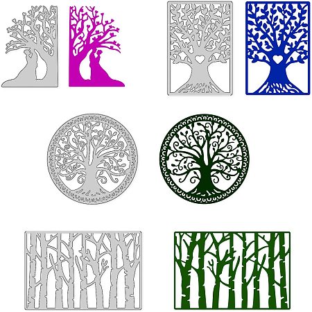 GLOBLELAND 4pcs Tree of Life Metal Cutting Dies Template Molds with Love and Couple Pattern for DIY Scrapbooking Greeting Cards Making Album Envelope Decoration,Matte Platinum