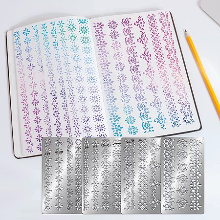 FINGERINSPIRE 4 Pcs Lace Theme Cutting Dies Stencil Metal Template Molds, Flower Curtain Lace Stainless Steel Embossing Tool Die Cuts for Card Making Scrapbooking DIY Etched Dies Decoration Supplies